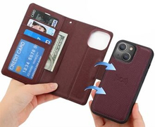DOLISMA ForiPhone 13 Detachable Wallet Litchi Texture Leather Phone Cover Inner Leather Coated TPU