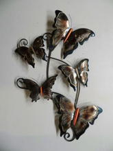 Wanddecoratie gekleurde vlinders metaal
