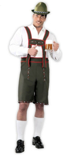 Groene/rode Tiroler lederhosen verkleed kostuum/broek voor heren