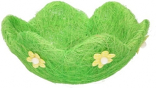 Decoratie gras mandje groen bloem 20 x 16 cm