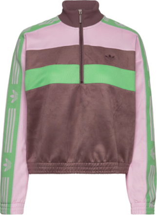 Blocked Suede Half Zip Sweatshirt With Tape Detail Sweat-shirt Genser Multi/mønstret Adidas Originals*Betinget Tilbud