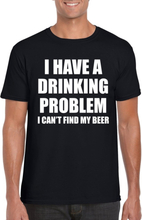 Drinking problem beer tekst t-shirt zwart heren