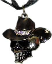 Halssmycke - Dödskalle med stor hat - 42cm halsband