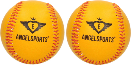 2x Honkballen/softballen Angel sports oranje/geel 10 cm