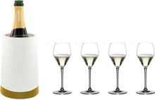 Riedel Summer Set Prosecco glass med vinkjøler, hvit/gull