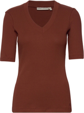 Dagnaiw V T-Shirt Tops T-shirts & Tops Short-sleeved Brown InWear