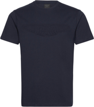 Am Emboss Tee T-shirts Short-sleeved Marineblå Hackett London*Betinget Tilbud