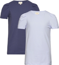 T-Shirt Ss 2-Pack Tops T-shirts Short-sleeved Blue Creamie