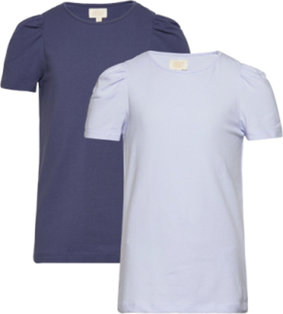 T-Shirt Ss 2-Pack T-shirts Short-sleeved Blå Creamie*Betinget Tilbud