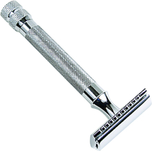 Parker 91R - Heavyweight Textured Chrome Grip 3 Piece Safety Beauty Men Shaving Products Razors Silver Parker
