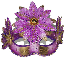Venetiaans oogmasker roze/goud met bloem