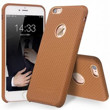 QIALINO Mesh Holes Genuine Leather Skin PC Phone Case for iPhone 6s Plus/6 Plus