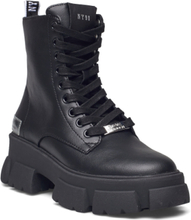 Tanker Bootie Shoes Boots Ankle Boots Laced Boots Svart Steve Madden*Betinget Tilbud