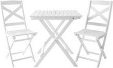 Set med fällbart bord och 2 stolar vit Sunrise