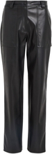 Faux Leather High Rise Straight Trousers Leather Leggings/Bukser Svart Calvin Klein Jeans*Betinget Tilbud