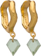 Diamona Earrings Gold Green Quartz Accessories Jewellery Earrings Hoops Gold Syster P