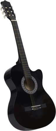 vidaXL Western klassisk cutaway gitar med 6 strenger svart 38