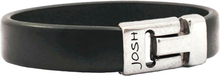 JOSH 24344-BRA-S-BL Armband leder zwart-zilverkleurig 14 mm 22 cm