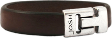 JOSH 24344-BRA-S-CO Armband leder cognac-zilverkleurig 14 mm