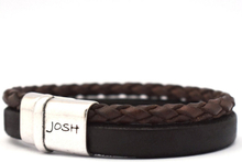 JOSH 09110-BRA-S-BR Armband leder bruin-zilverkleurig 16 mm