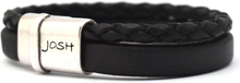 JOSH 09110-BRA-S-BL Armband leder zwart-zilverkleurig 16 mm