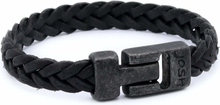 JOSH 24831-BRA-VB-BL Armband Vintage Black leder zwart 11 mm