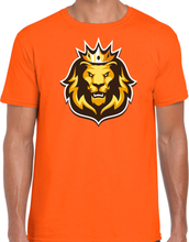 Koningsdag shirt oranje voor heren - oranje fan t-shirt leeuwenkop met kroon