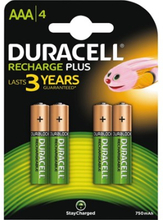 Duracell Batteri Genopladelig Plus Aaa 750 Mah 4 Stk.
