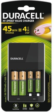 Duracell Oplader 4 Timer + 2 X Aa Genopladelige Plus Batterier