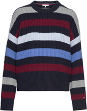 Cable Rwb Stripe C-Nk Sweater Tops Knitwear Jumpers Multi/patterned Tommy Hilfiger