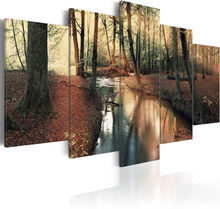Canvas Tavla - Brown autumn: forest - 100x50