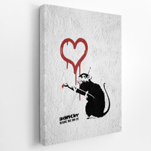 Premium Canvastavla - Råttan och hjärtat - Banksy (Street-art)