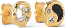 Sparkling Yin Yang Studs Accessories Jewellery Earrings Studs Gold Enamel Copenhagen