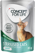 Zum Sonderpreis! Concept for Life getreidefrei 12 x 85 g - Sterilised Cats Kaninchen - in Sosse