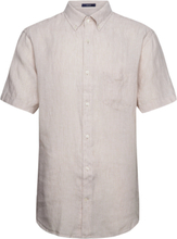 Reg Linen Stripe Ss Shirt Shirts Linen Shirts Beige GANT*Betinget Tilbud
