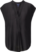 Rel Sleeveless Stand Collar Blouse Tops Blouses Short-sleeved Black GANT