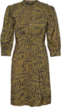 Printed Fitted Button-Through Dress Knælang Kjole Green Scotch & Soda