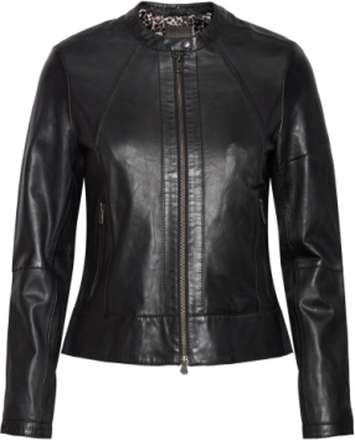 Diora Classic Leather Jacket Læderjakke Skindjakke Black Jofama