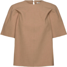 Jay Heavy Drapy Top Tops T-shirts & Tops Short-sleeved Brown Wood Wood
