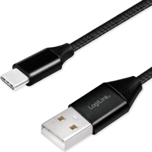 LogiLink: USB-USB-C Ladd/synk-kabel 15W 0,3m Textil