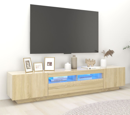 vidaXL TV-bänk med LED-belysning sonoma-ek 200x35x40 cm
