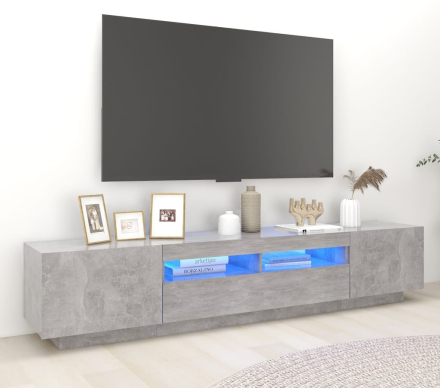 vidaXL TV-bänk med LED-belysning betonggrå 200x35x40 cm