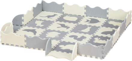 Tappeto puzzle per bambini con recinto eva antiscivolo bianco grigio