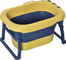 Vaschetta bagnetto pieghevole per bambini 0-3 anni giallo blu con cuscino