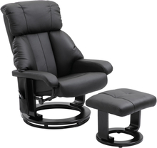 Poltrona relax reclinabile massaggiante con pouf poggiapiedi e telecomando nero