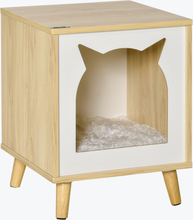 Casetta per gatti 2 in 1 40x40x50cm in legno con tavolino e cuscino lavabile