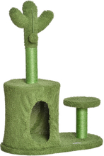 Albero tiragraffi cactus per gatti 60x35x78cm con palline e cuccia colore verde