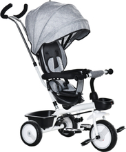 Triciclo per bambini 2 in 1 passeggino con maniglione e tettuccio colore grigio