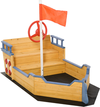 Sabbiera gioco per bambini in legno a forma di nave dei pirati 158x78x45,5cm