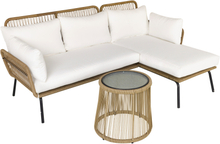 Set mobili giardino con divano 2 posti chaise longue e tavolino beige e caffÃ¨